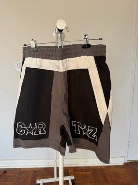 Men's Colorblock Athletic Shorts in Black, Gray & White